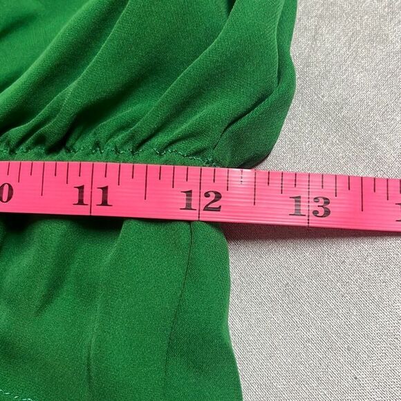 Parker XS 100% Silk Strapless Top Green Elastic Waist Peplum Blouson Top NWOT - Picture 8 of 9